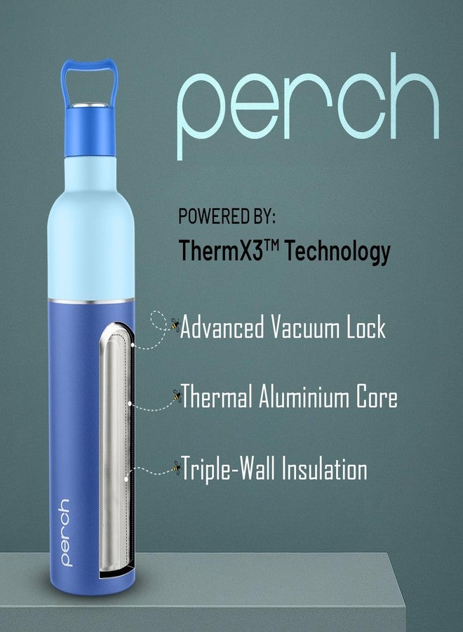 Perch Oasis thermosteel Water Bottle,Hot and Cold,Vacuum Insulated ISI Certified Flask,Steel Water Bottle for Kids | Office (Blue & Denim Blue, 760 ml) - Image 4